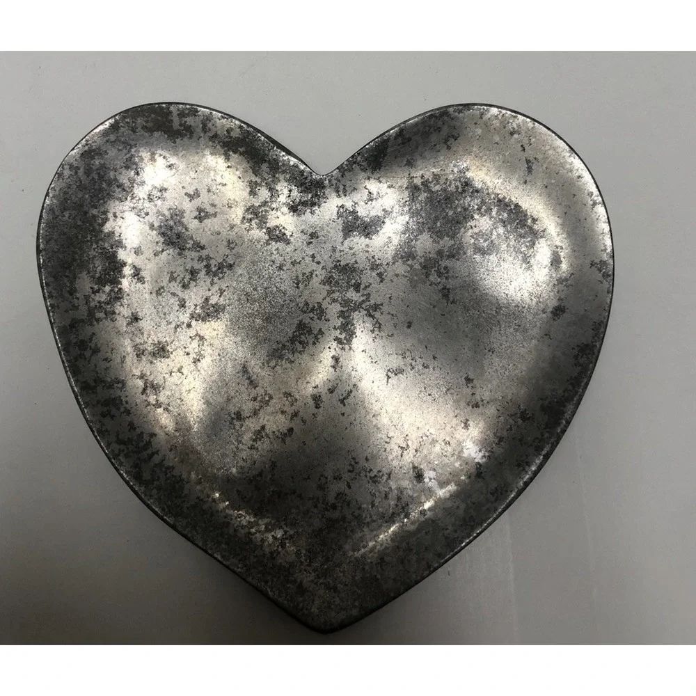 Pottery‎ Barn Trinket Dish Pewter Heart Shaped Tray